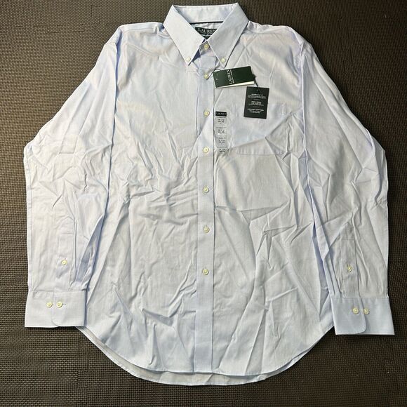 Mens NWT Lauren Ralph Lauren Classic Fit Stretch Blue Large Button Down Shirt - Picture 1 of 9